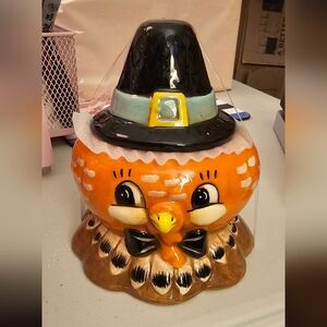Parker Ceramic Owl with Orange and Brown Accents